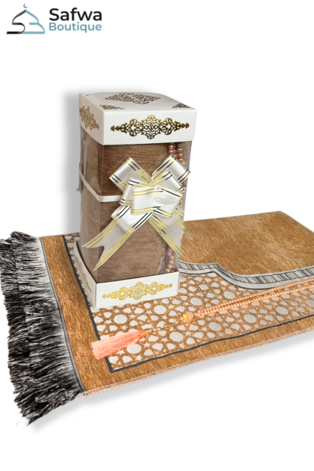 Elegant Transparent Gåvobox - Bönmatta & Rosenkrans (Tasbih) | Muslim Box-Presentidéer-Safwa Boutique