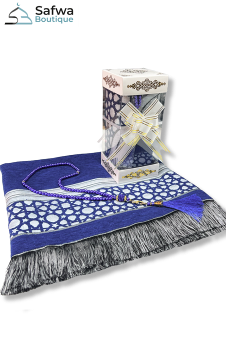 Conjunto de Presente Transparente Elegante - Tapete de Oração & Rosário (Tasbih) | Caixa Muçulmana-Ideias para Presentes-Safwa Boutique