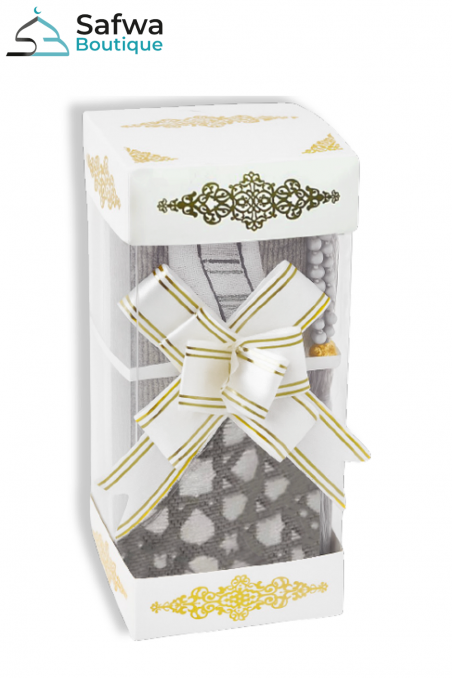 Elegantes Transparentes Geschenkset - Gebetsteppich & Gebetskette (Tasbih) | Muslim Box-Geschenkideen-Safwa Boutique