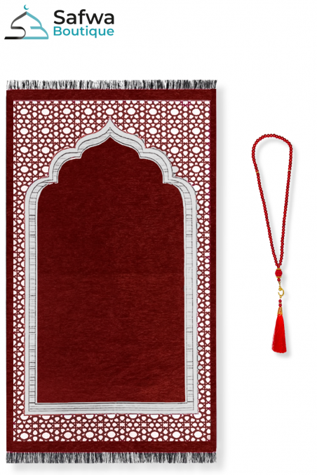 Elegant Transparent Gåvobox - Bönmatta & Rosenkrans (Tasbih) | Muslim Box-Presentidéer-Safwa Boutique
