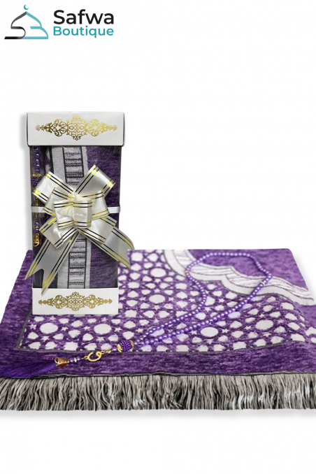 Elegantes Transparentes Geschenkset - Gebetsteppich & Gebetskette (Tasbih) | Muslim Box-Geschenkideen-Safwa Boutique