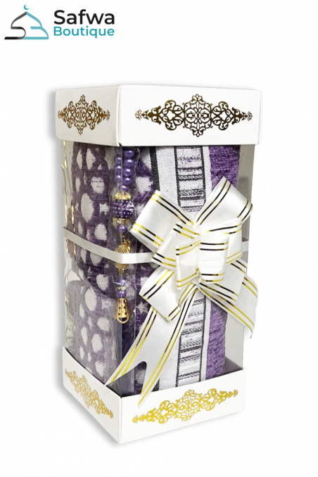 Elegant Transparent Gåvobox - Bönmatta & Rosenkrans (Tasbih) | Muslim Box-Presentidéer-Safwa Boutique