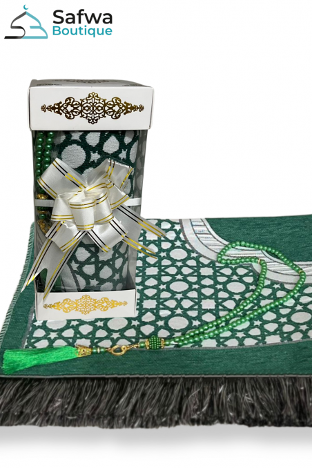 Elegant Gjennomsiktig Gaveeske - Bønneteppe & Rosenkrans (Tasbih) | Muslim Box-Gaveideer-Safwa Boutique
