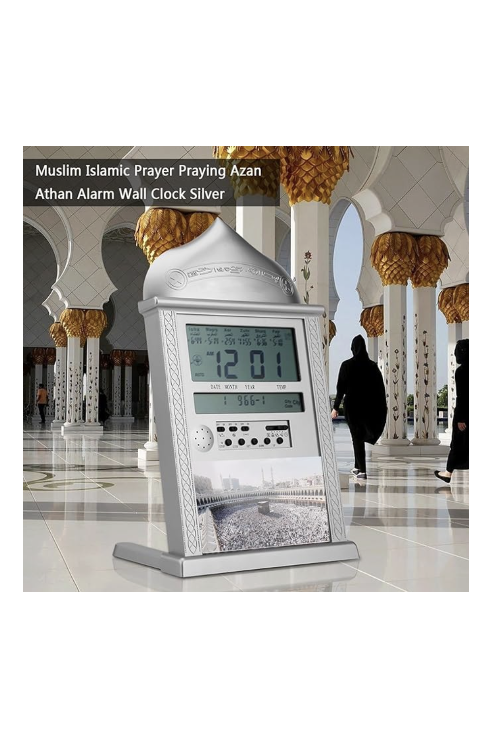 Relógio Adhan de parede automático AL-HARAMEEN HA-4004 – Horários de oração, Qibla, Calendários Hijri e Gregoriano-Montre & Horloge Adhan-Safwa Boutique