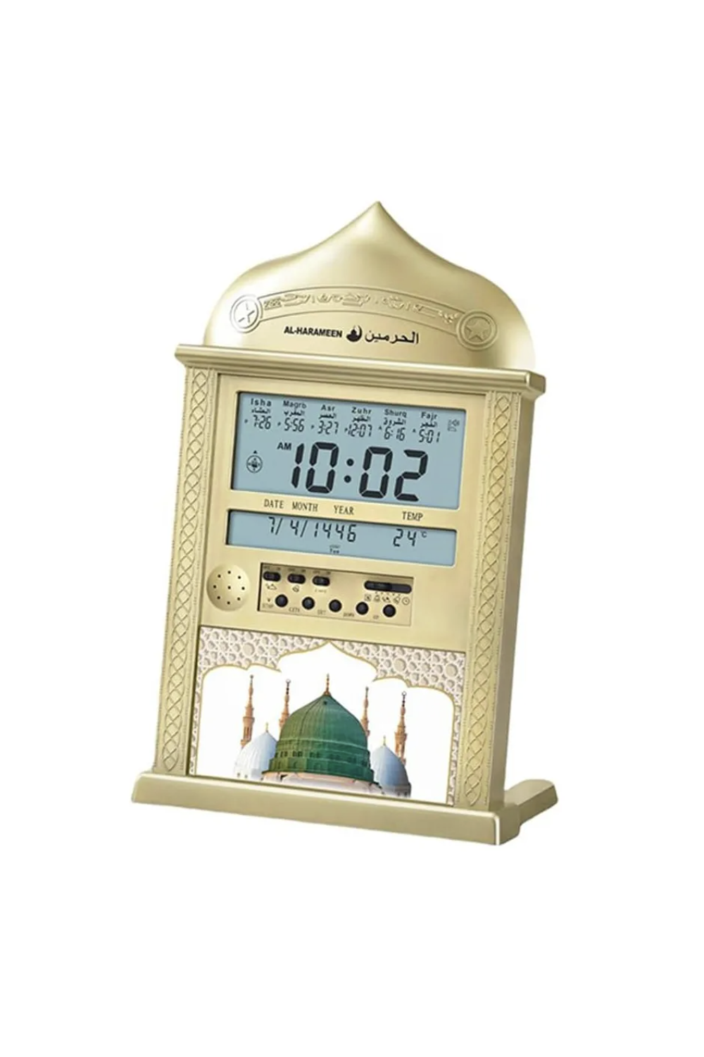 Automaattinen seinä-Adhan-kello AL-HARAMEEN HA-4004 – Rukousajat, Qibla, Hijri- ja Gregoriaaniset kalenterit-Montre & Horloge Adhan-Safwa Boutique