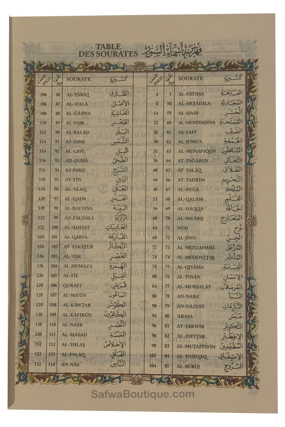 Ensemble Coran AR/FR – 3 Juz: Qad Sami‘a • Tabārak • ‘Amma - Riwayat Hafs - Les 3 derniers Juz’ du Coran-Tafsir & Coran-Safwa Boutique