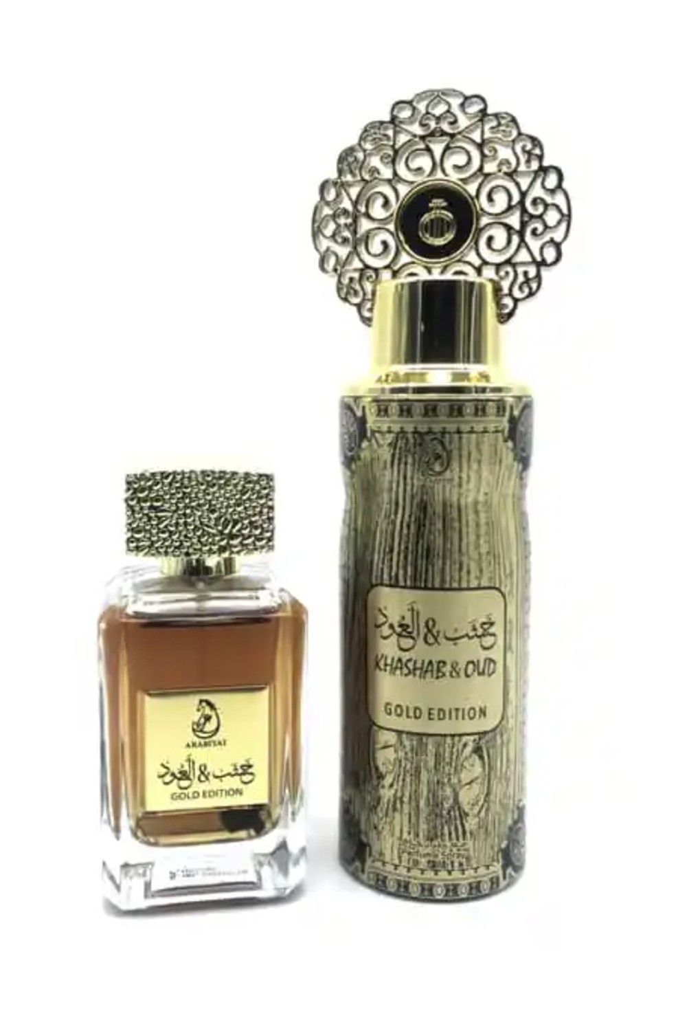 Coffret Parfum d’Orient KHASHAB & OUD GOLD – eau de parfum 100ml & Déodorant 200ml - My Perfumes Dubaï-Accueil-Safwa Boutique