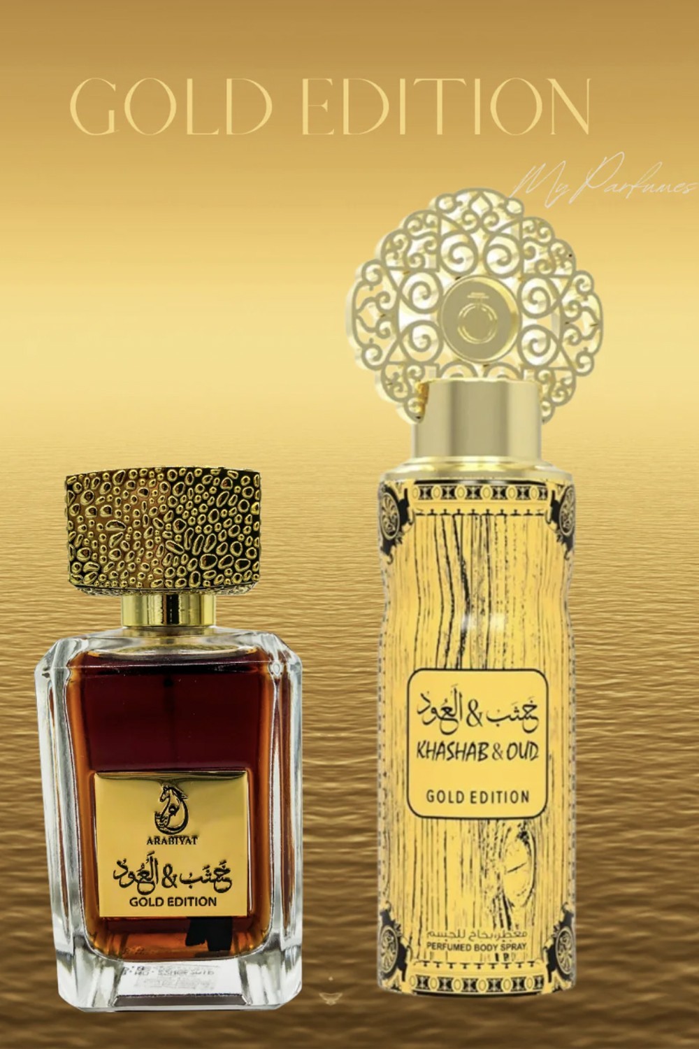 Coffret Parfum d’Orient KHASHAB & OUD GOLD – eau de parfum 100ml & Déodorant 200ml - My Perfumes Dubaï-Accueil-Safwa Boutique