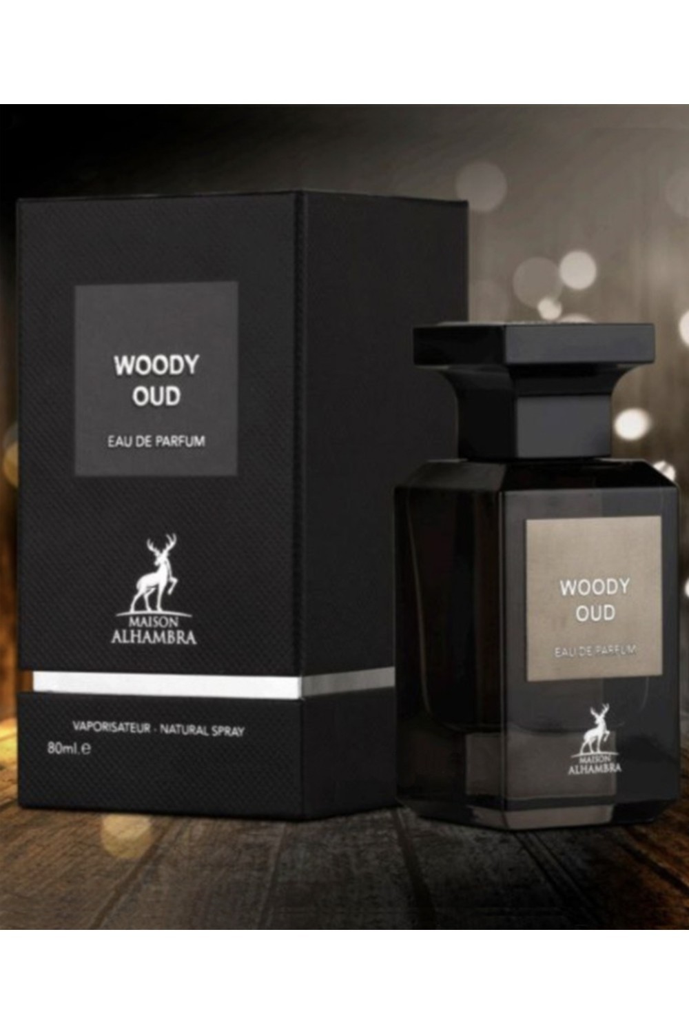 Agua de Perfume Woody Oud 80mL ALHAMBRA - Casa Alhambra Perfumes Dubái-Parfums Dubaï-Safwa Boutique
